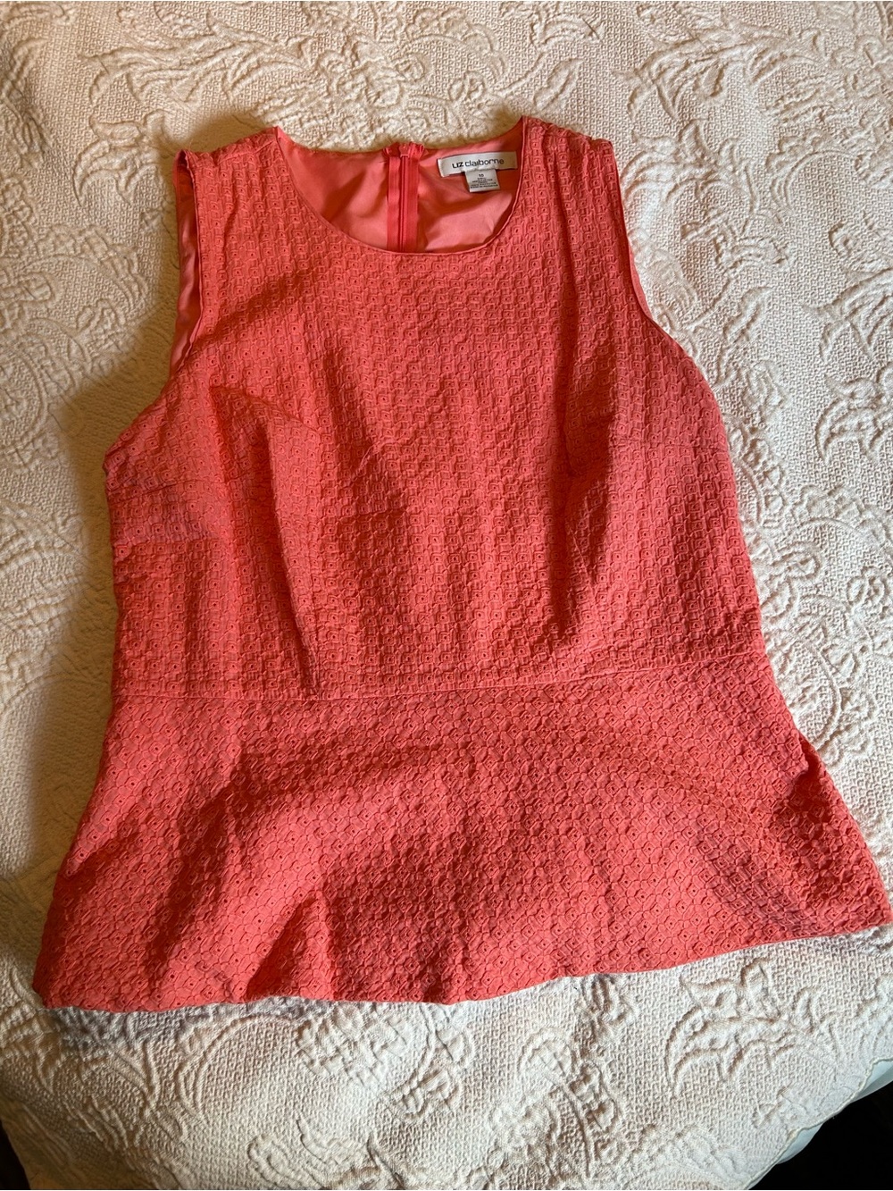 Liz Claiborne Sleeveless Coral Peplum Top